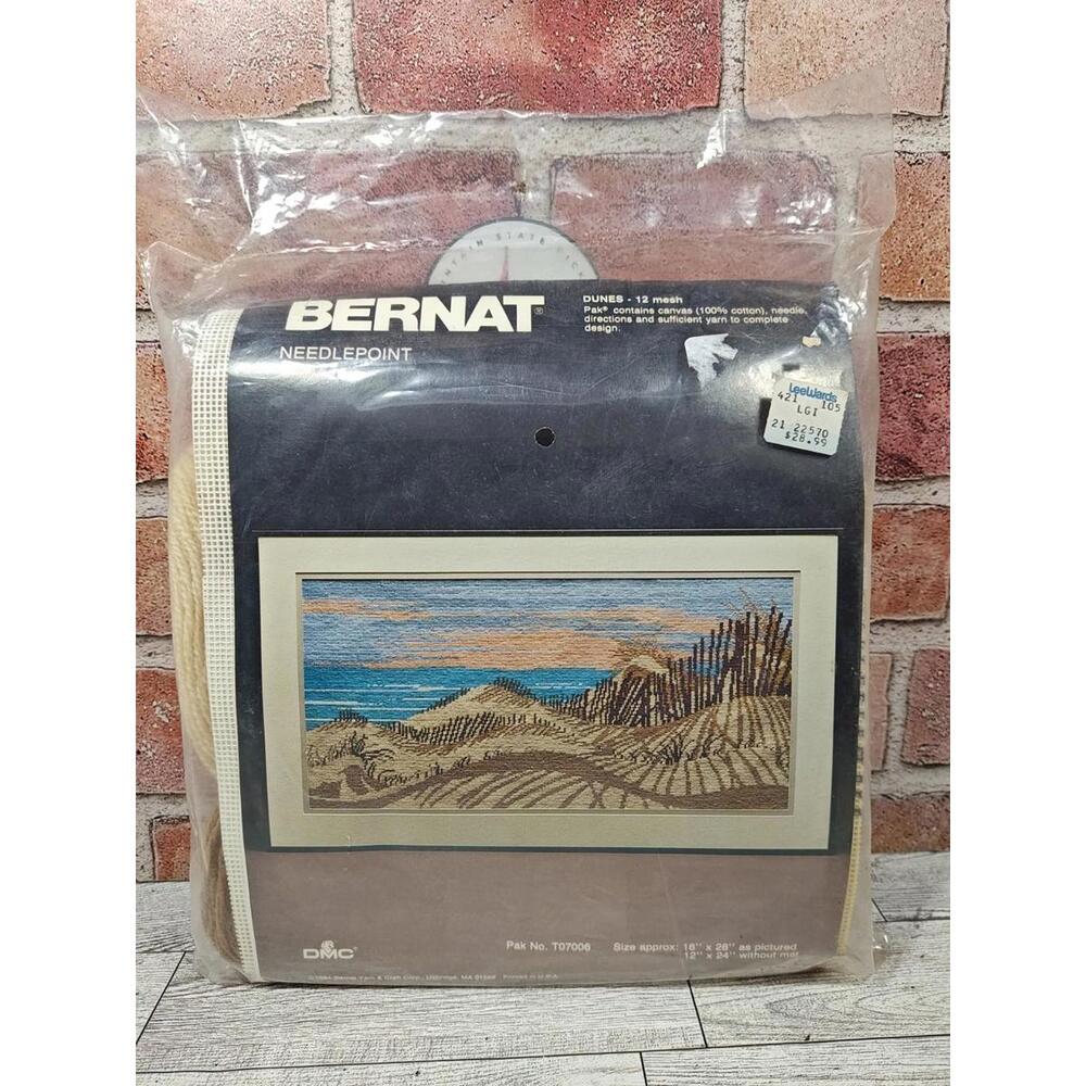 1984 Bernat DUNES Ocean Scene Nautical Needlepoint Kit 16x28" SEALED NEW